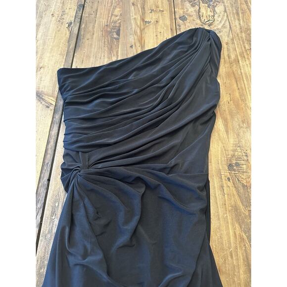 Tadashi Shoji Dress Size Small Formal Black One Shoulder Gown Ruched Draped Maxi - Picture 7 of 13